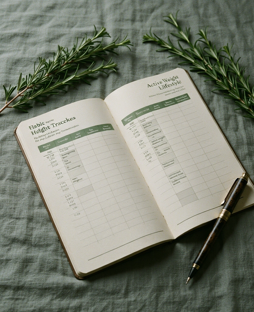 Lifestyle habit ledger and botanical elements